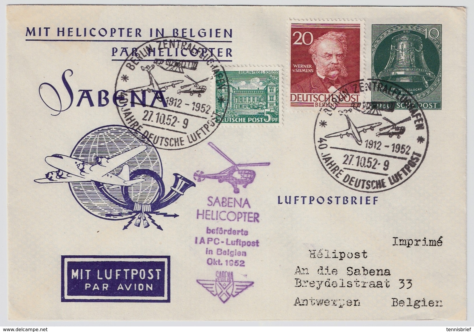 Berlin, Privat-GSU 1952   , #7923 - Enveloppes Privées - Oblitérées