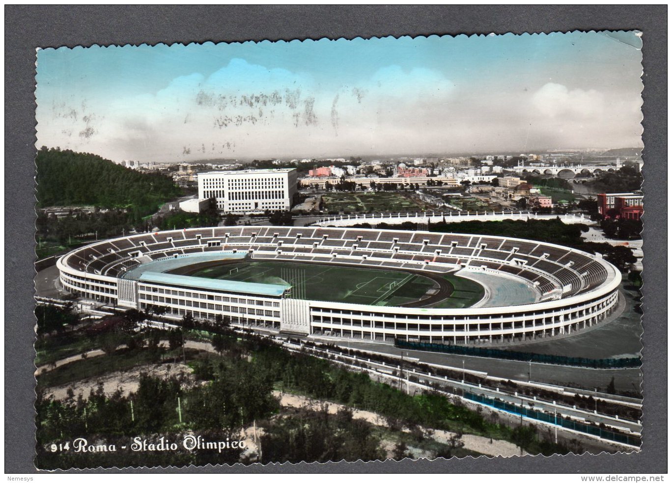 1959 ROMA STADIO OLIMPICO FG V  SEE 2 SCANS TARGHETTA V RASSEGNA CINEMA - Stadien & Sportanlagen