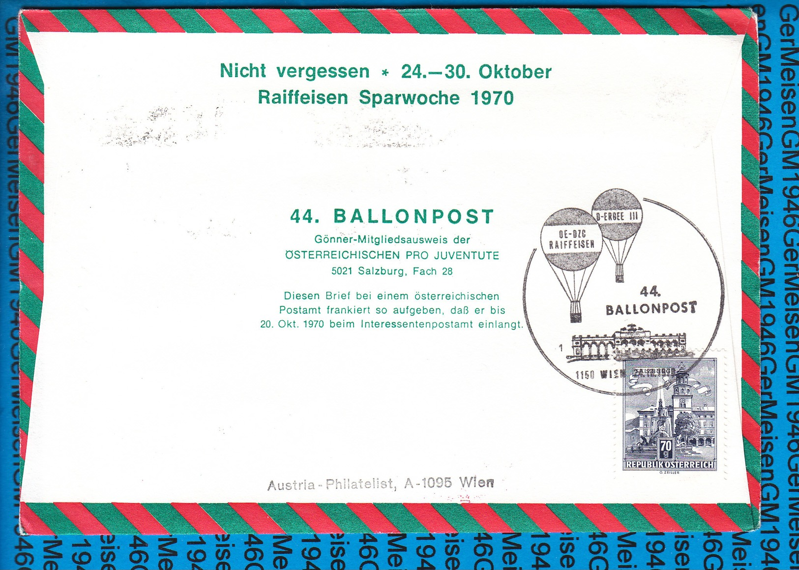 Austria - Registered Cover - Ballonpost 44 Sparwoche Raiffeisen 24.10.1970 / 02 - Ballons