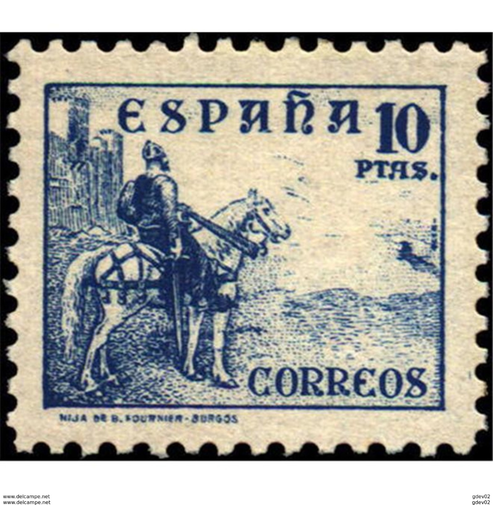 ES830STV-LTV***830STCOT.Spain.Esgane .Caballo.CIFRAS,CID E ISABEL LA CATOLICA.1937/41.(Ed 830**) - Otros & Sin Clasificación