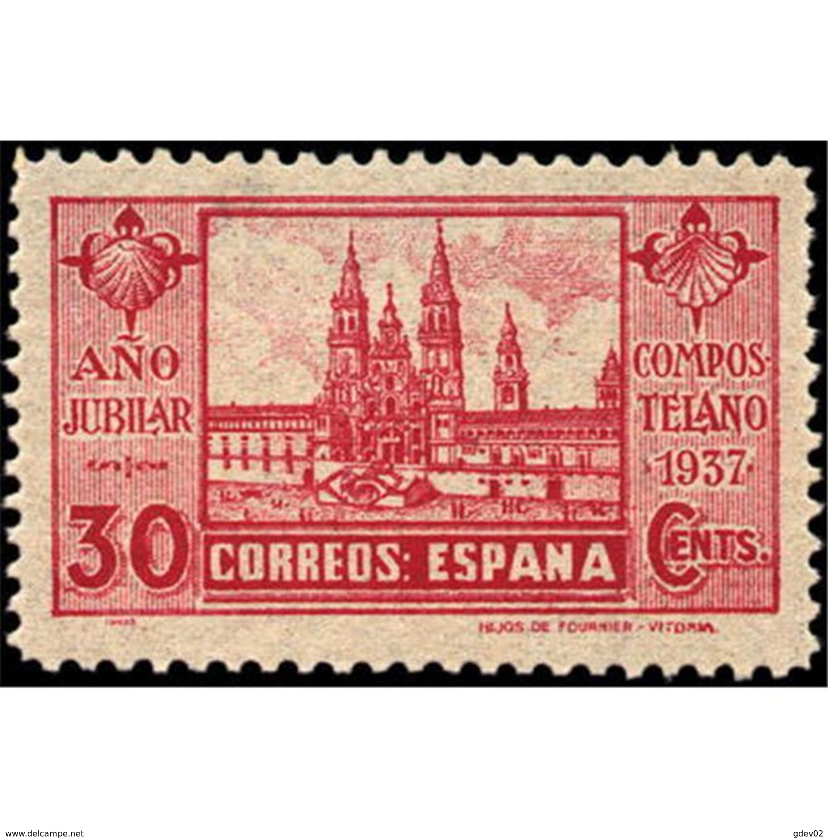 ES834STV-LTV***834STRCRI.Spain.Esgane .Religion.CATEDRAL.SANTIAGO DE COMPOSTELAAÑO JUBILAR COMPOSTELANO.1937.(Ed 834**) - Cristianismo