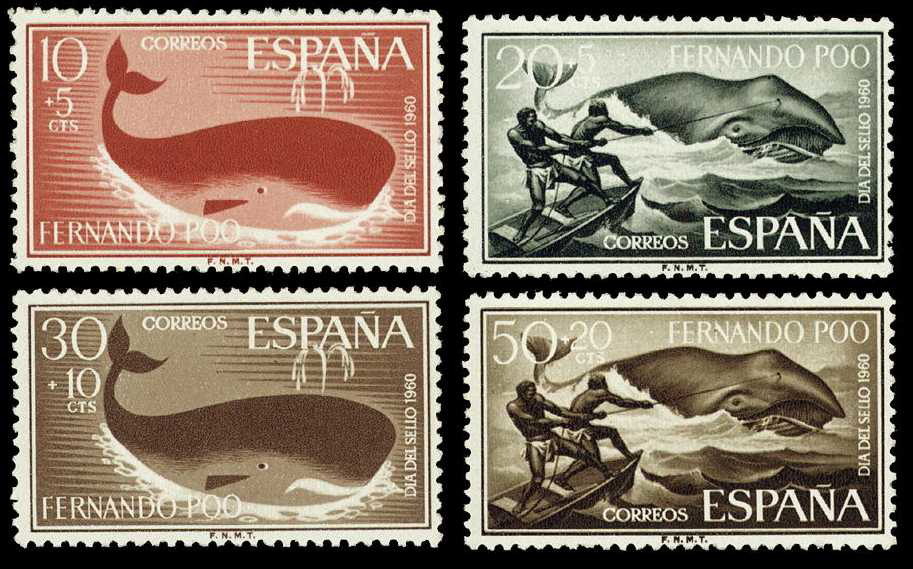 Fernando Poo 192/95 ** Fauna. Ballenas Caza. 1960 - Fernando Poo