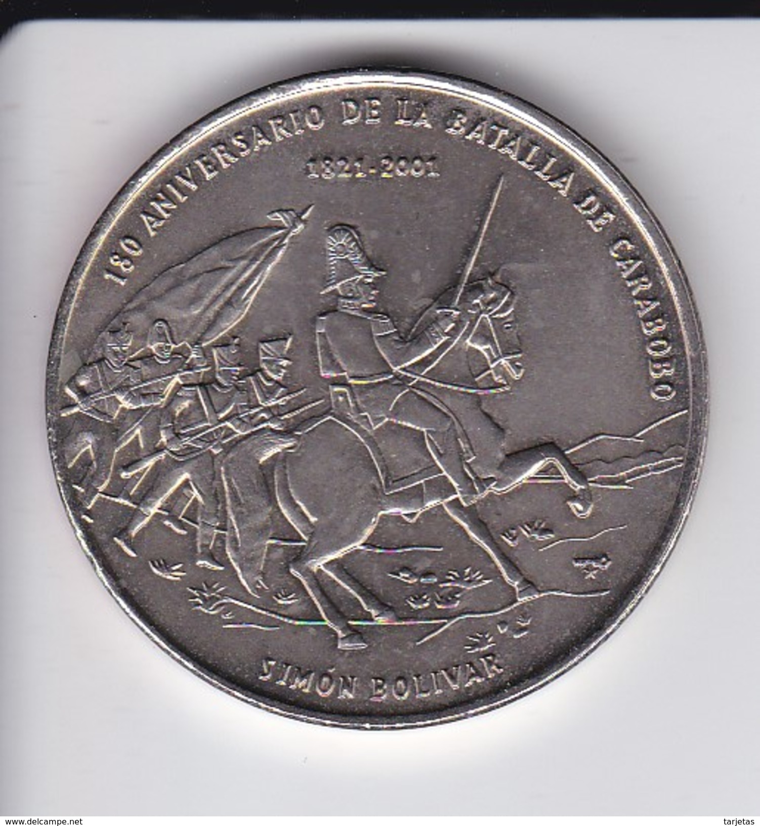 MONEDA DE CUBA DE 1 PESO DEL AÑO 2001 SIMON BOLIVAR 18O ANIVERSARIO BATALLA DE CARABOBO (COIN) SIN CIRCULAR-UNCIRCULATED - Kuba