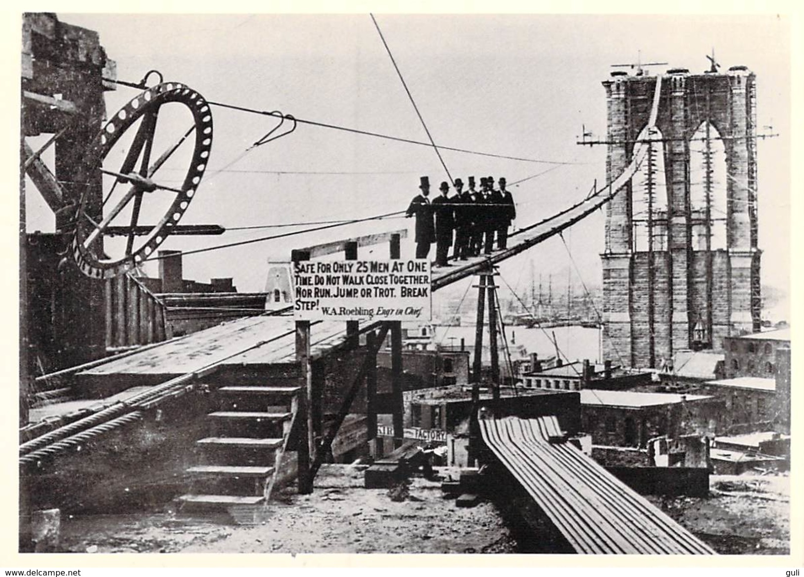 > Etats-Unis > NY - New York >  D'après Photo Unknnow - Construction Of The Brooklyn Bridge New-York C.1905 (pont) - Brooklyn
