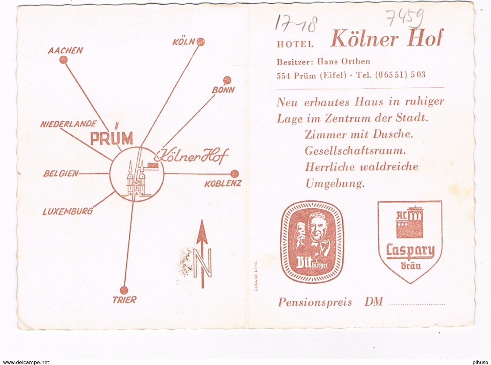 D-7459      PRÜM : Hotel Kölnerhof - Pruem