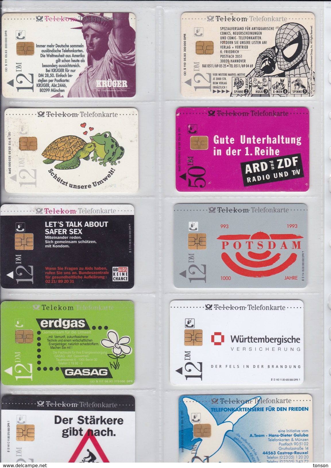 Germany, 10 Different Cards Number 4, Statue Of Liberty, Comics, Turtle, Frog, 2 Scans. - [6] Colecciones