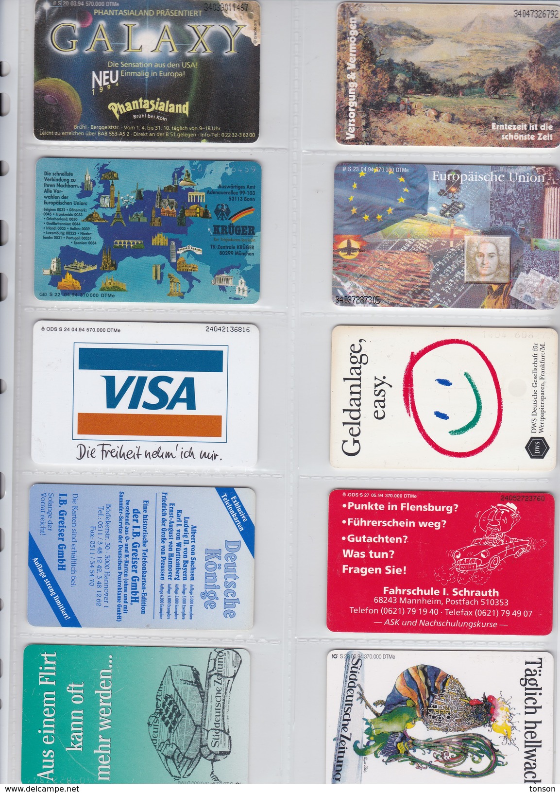 Germany, 10 Different Cards Number 9, Galaxy, Spaceship, Eifel Tower, VISA, Alien, 2 Scans. - [6] Collections