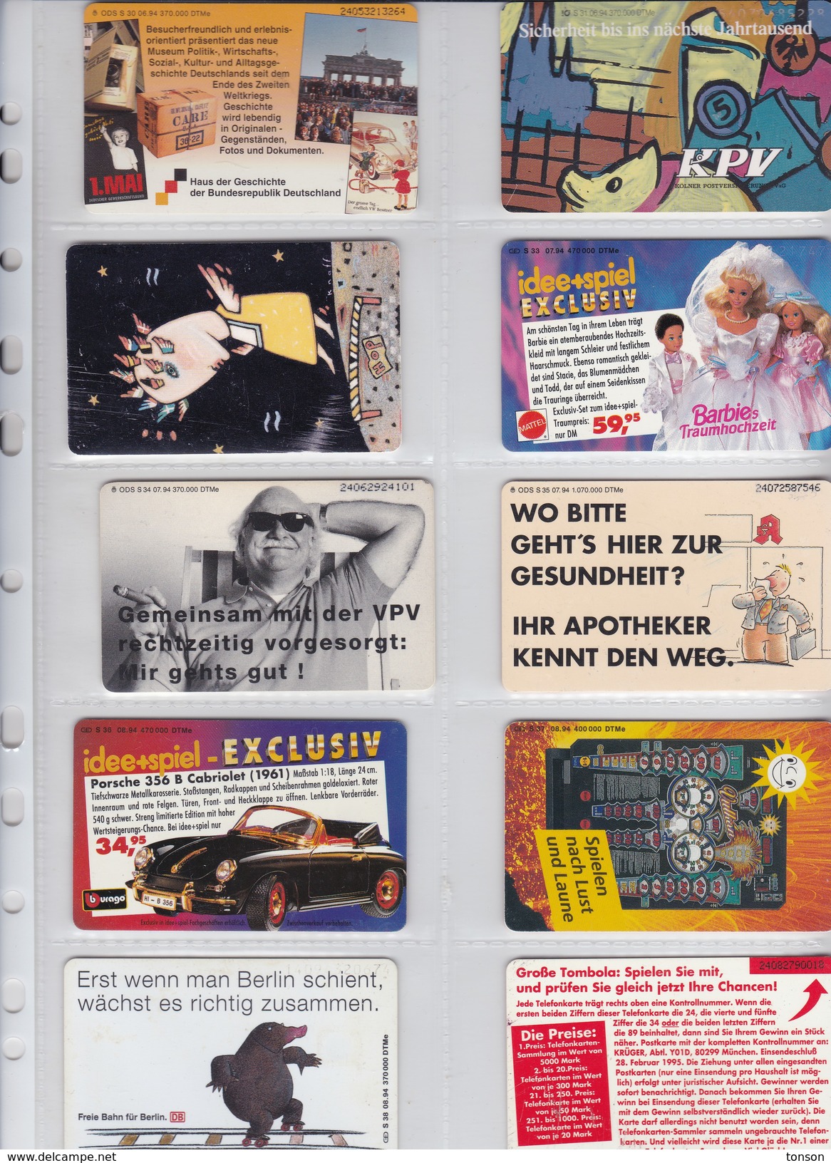 Germany, 10 Different Cards Number 10, Porsche 356, Barbie Doll, 2 Scans. - [6] Sammlungen