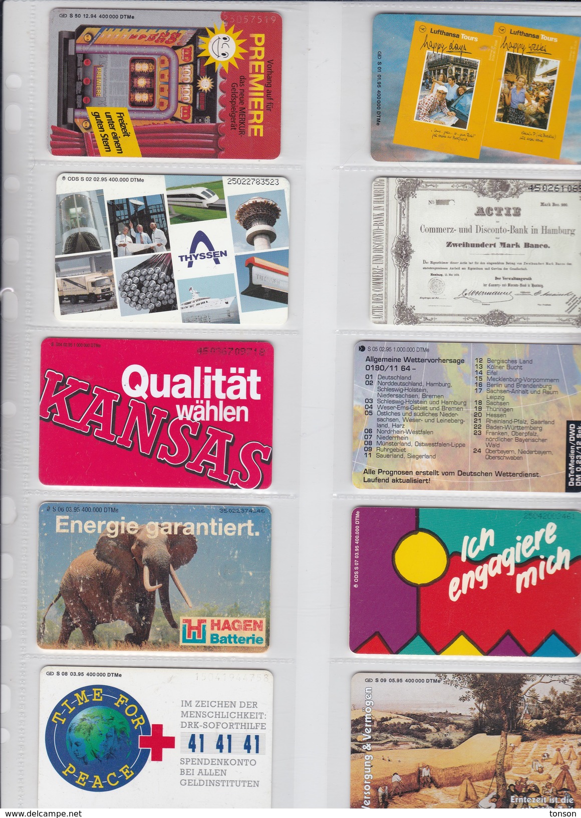 Germany, 10 Different Cards Number 12, Elephant (wear), Red Cross, Lufthansa, 2 Scans. - Collections