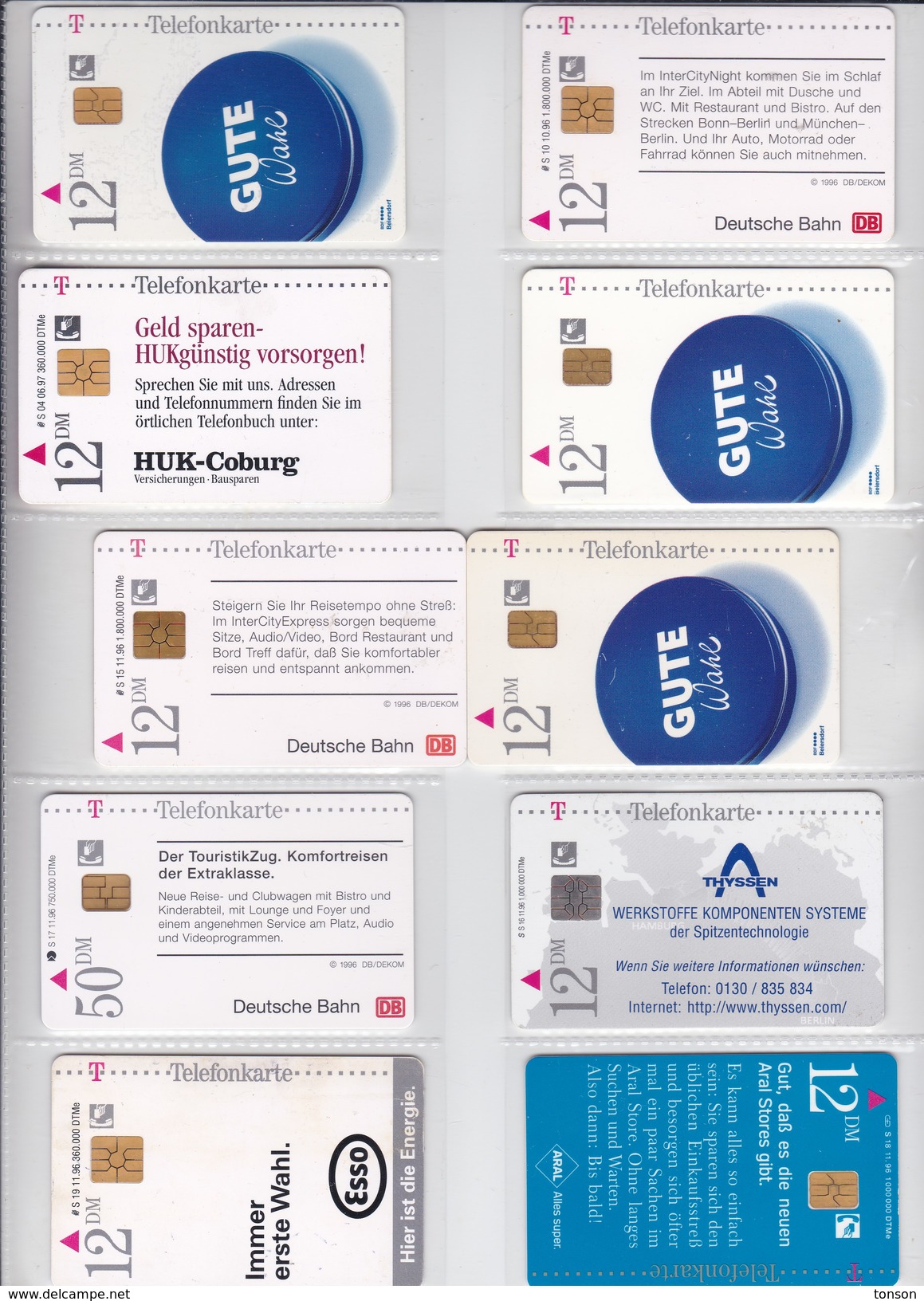 Germany, 10 Different Cards Number 15, Trains, Nivea Cream, Tiger, 2 Scans. - Collections