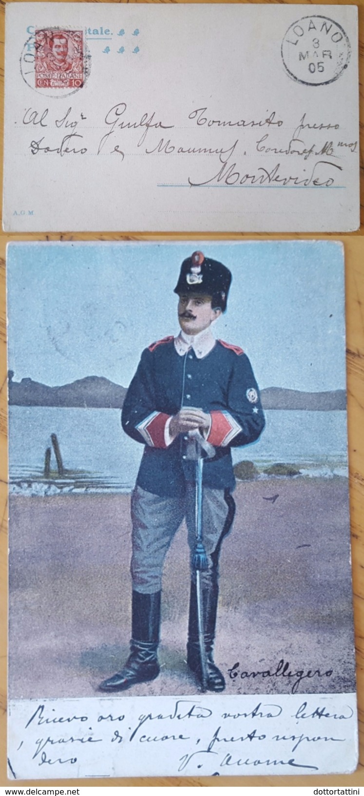 CAVALLEGGERO - VIAGGIATA DA LOANO A MONTEVIDEO 1905 - Chevau-léger - Uniformi