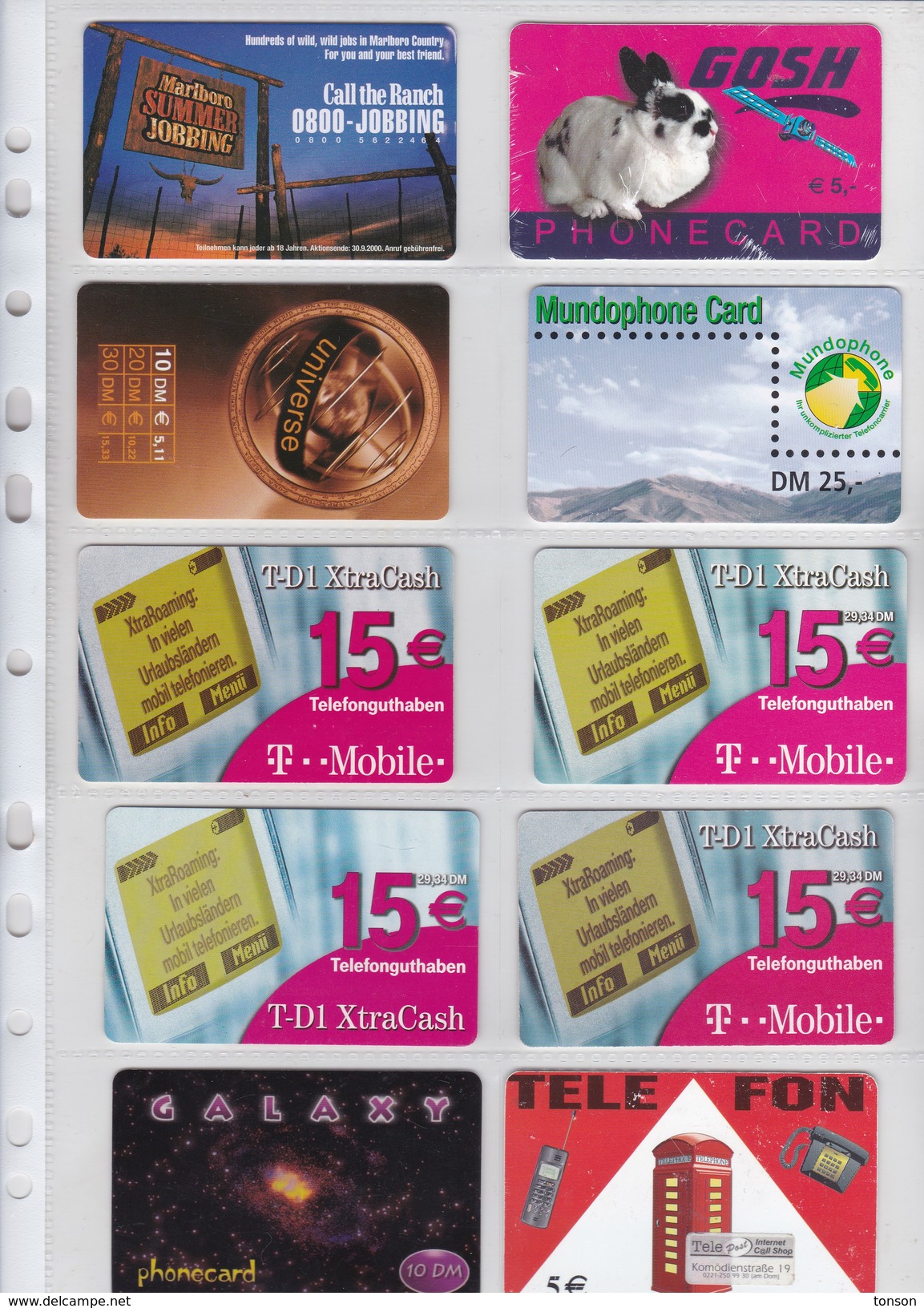 Germany, 10 Different Cards Number 19, Rabbit ( Scratches), Galaxy, Marlboro, 2 Scans. - [6] Sammlungen