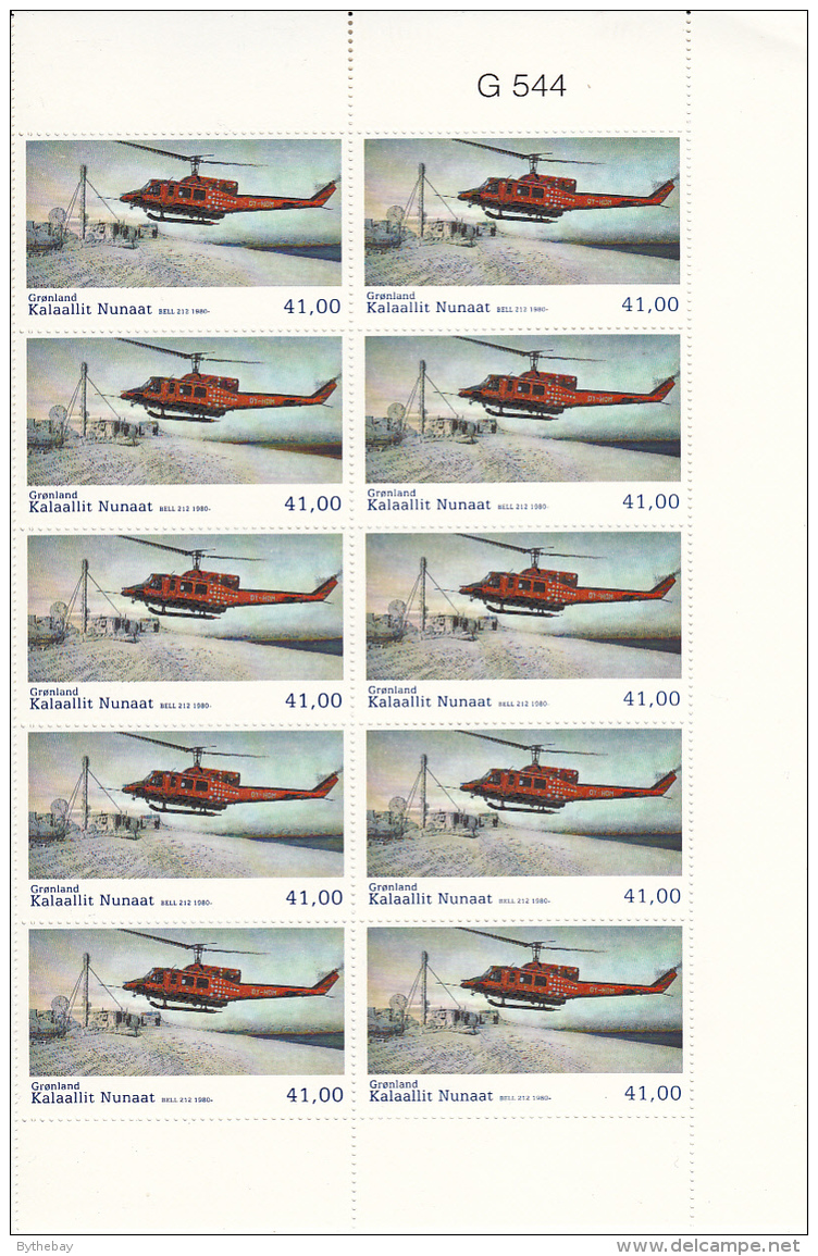 Greenland MNH 2014 Block Of 10 41k Bell 212 Helicopter - Civil Aviation - Neufs