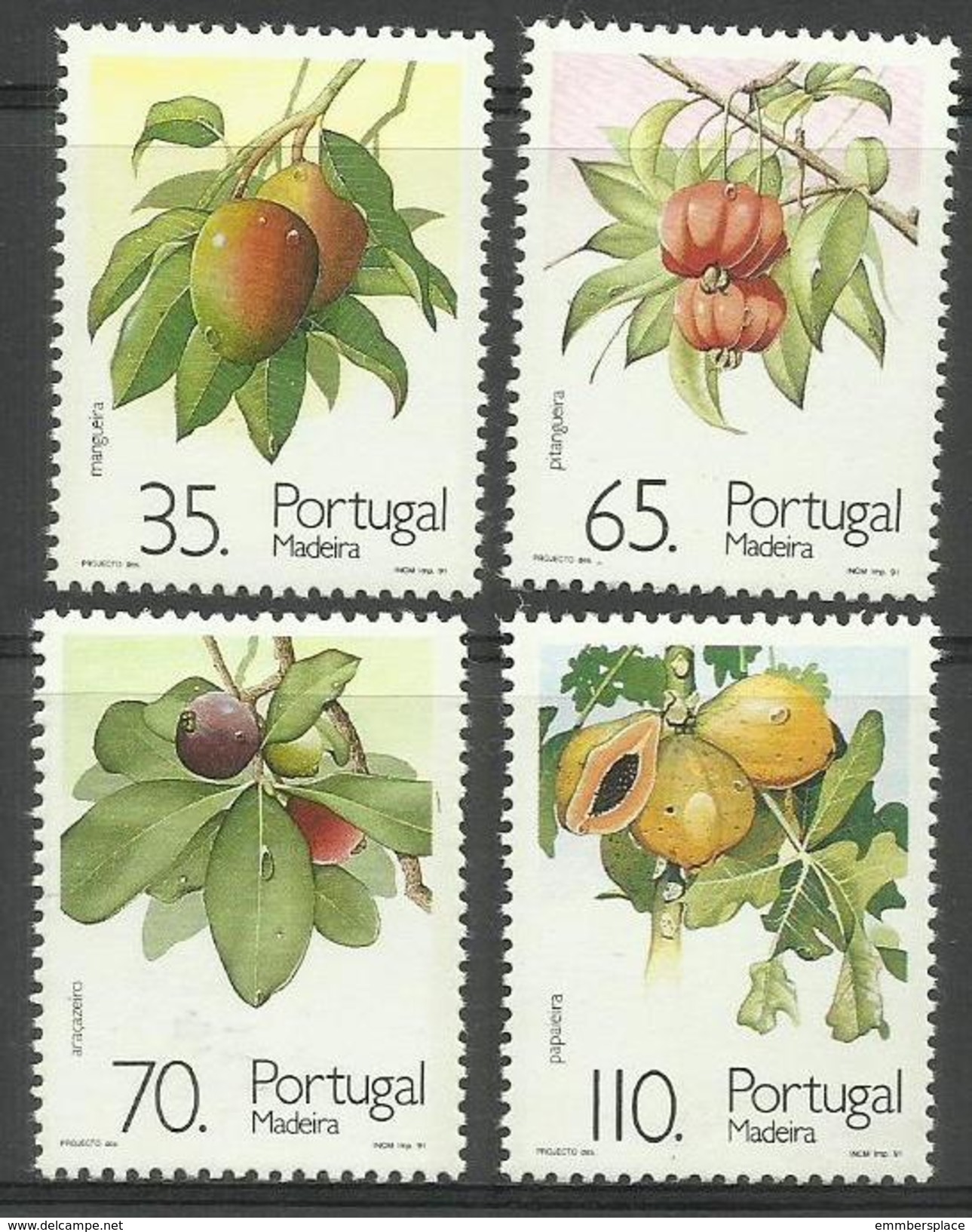 Madeira - 1991 Fruits & Plants Set Of 4  MNH **     Sc 153-6 - Madeira