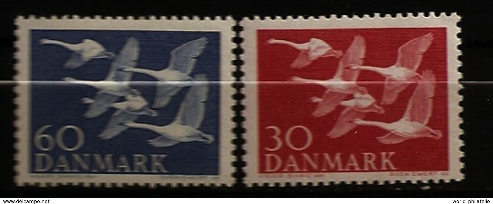 Danemark Danmark 1956 N° 372 / 3 ** Oiseau, Oiseaux, Pays Du Nord, Vol, Cygnes Chanteurs, Chant, Canard, Migration - Neufs