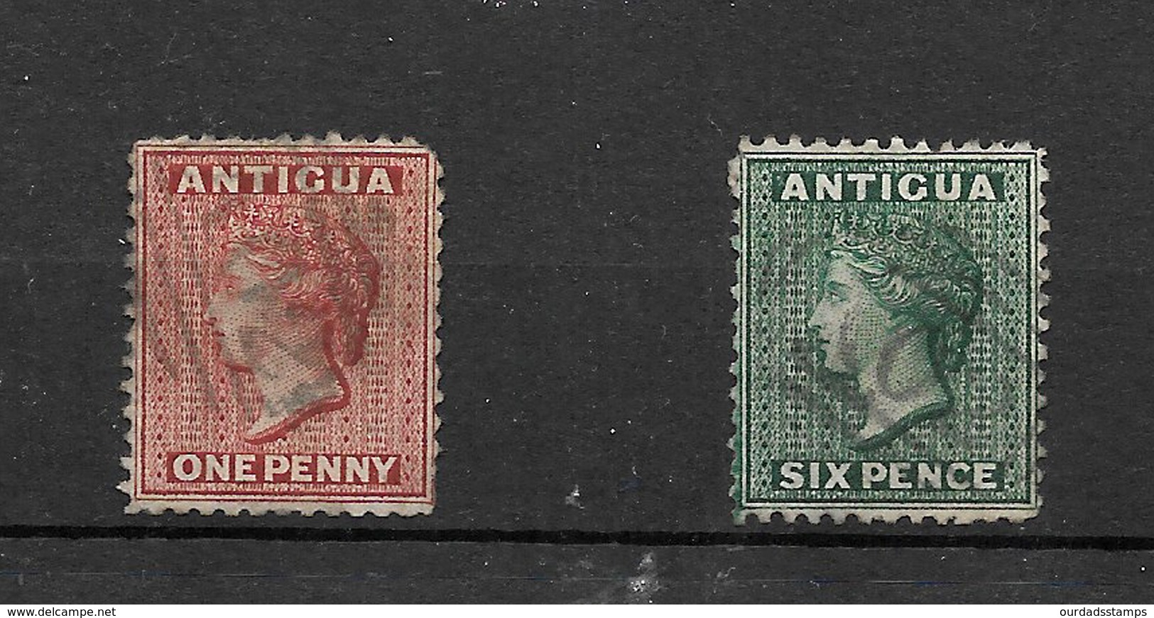 Antigua 1872 QV Definitives, 1d And 6d Crown CC Perf 12.5, Used (4975) - 1858-1960 Crown Colony