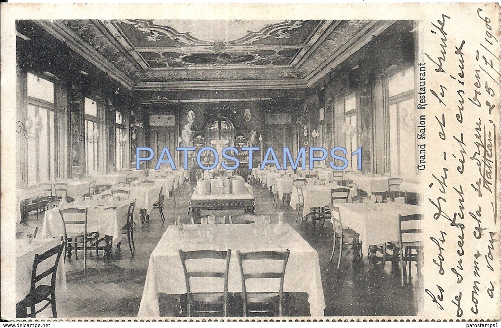 70922 ITALY GENOVA LIGURIA PUBLICITY GRAND HOTEL RESTAURANT RIGHI INTERIOR CIRCULATED TO ARGENTINA POSTAL POSTCARD - Autres & Non Classés