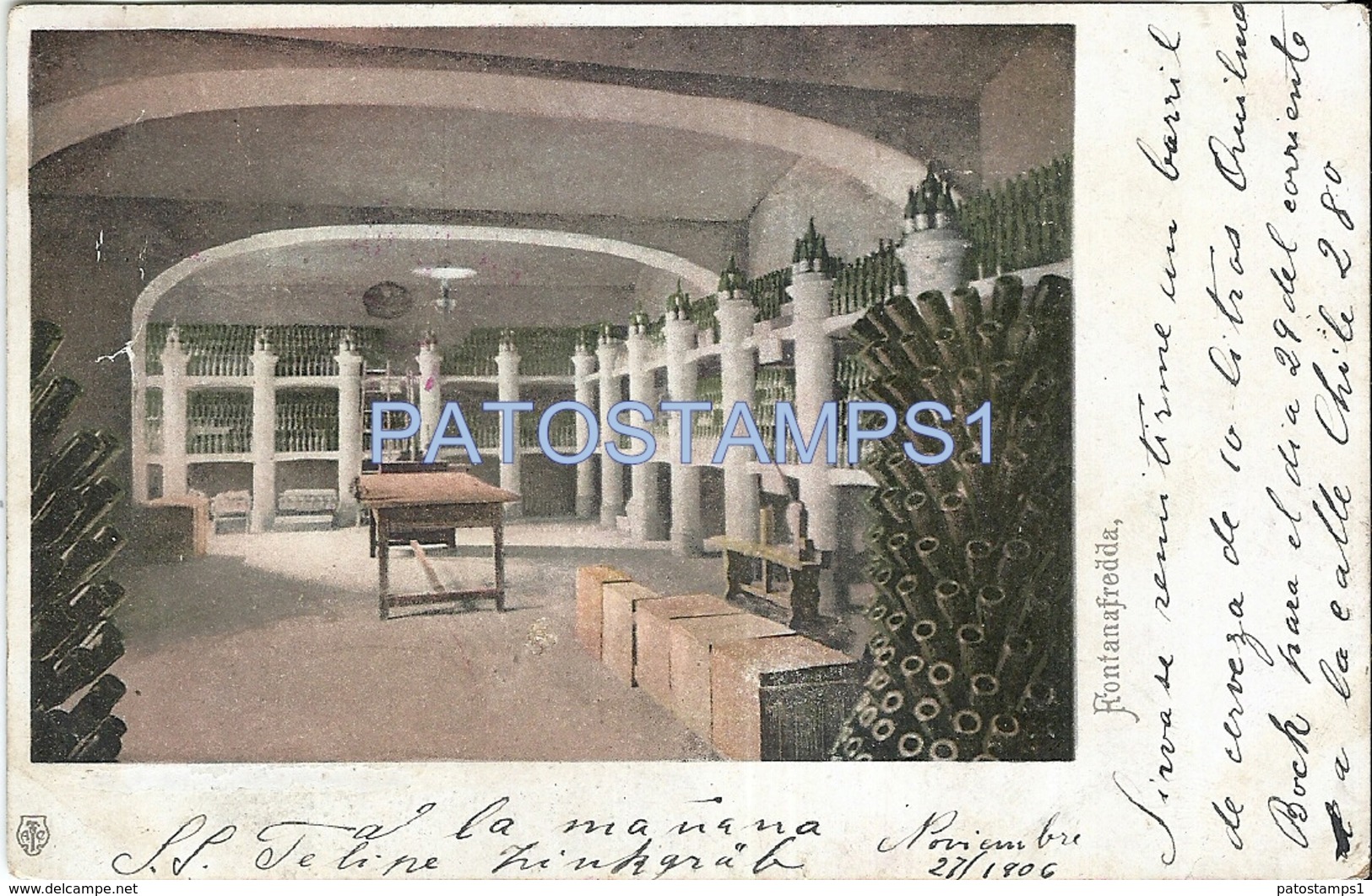 70923 ITALY PIAMONTE CASA E. DI MIRAFIORE ALBA FOUNTAIN FREDDA INTERIOR  CIRCULATED TO ARGENTINA POSTAL POSTCARD - Altri & Non Classificati