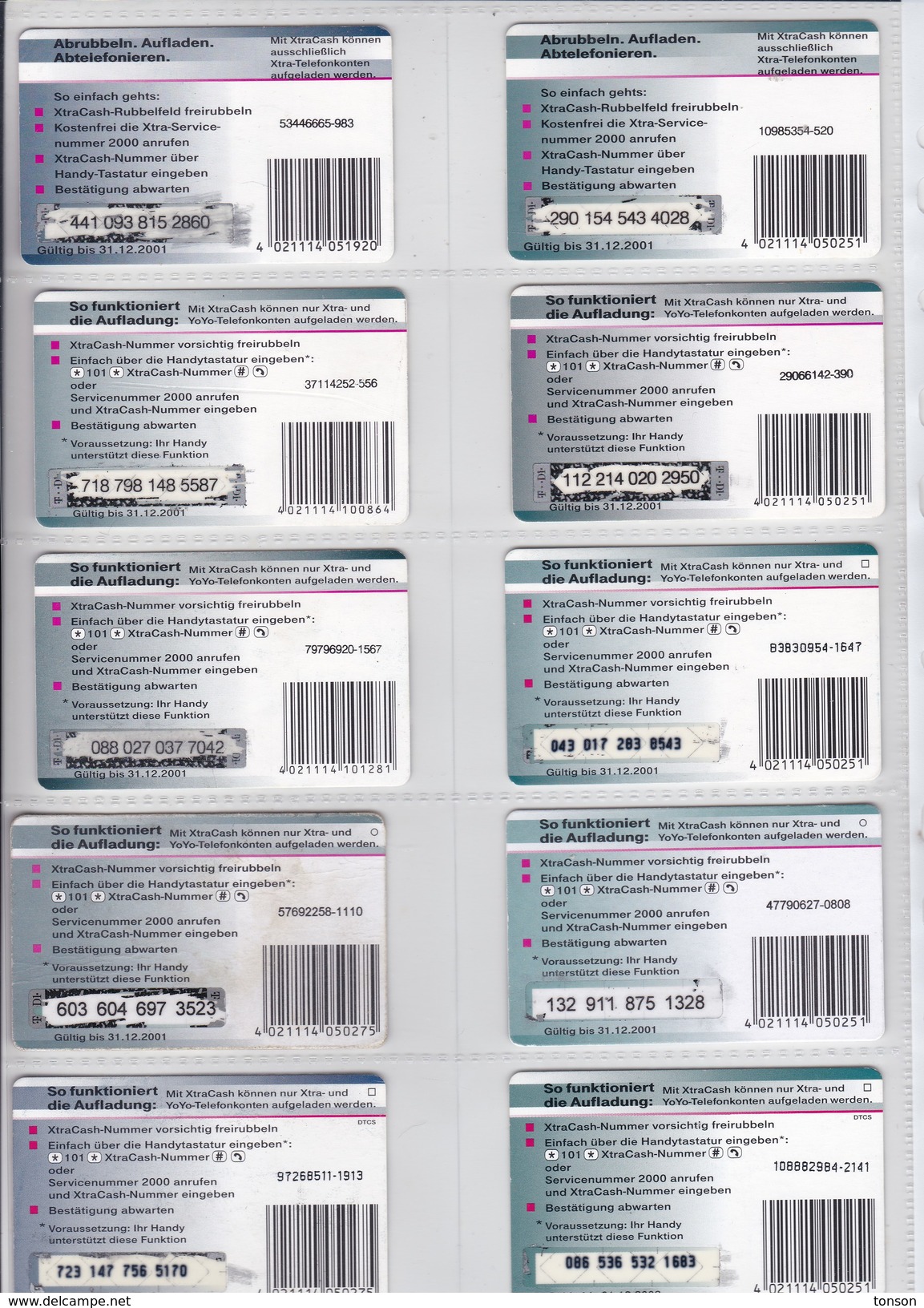 Germany, 10 Different Cards Number 31, XtraCash , 2 Scans. - Collections