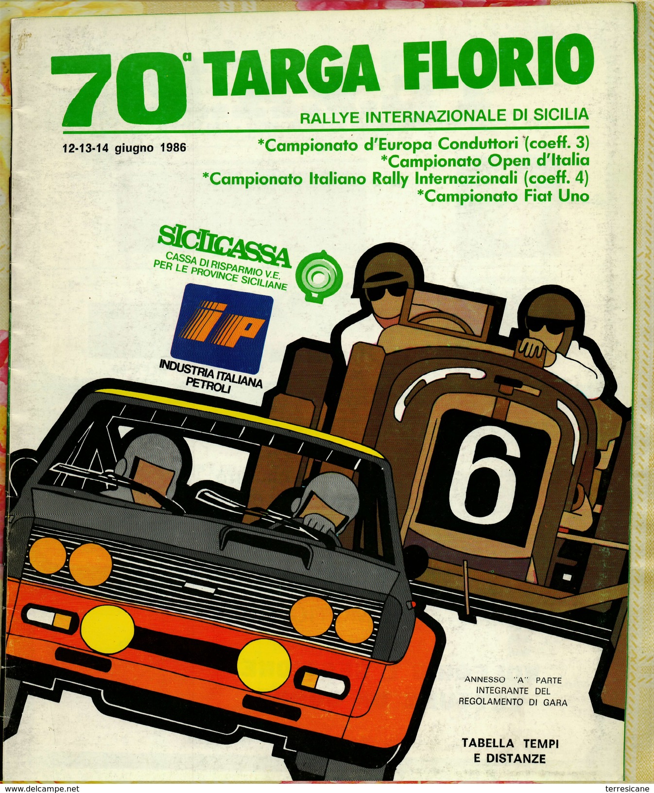 X 70 TARGA FLORIO 1986 RALLYE INT.LE  TABELLA TEMPI E DISTANZE NON AGGIORNATA A DISPOSIZIONI FISA 12 PAG.RRR - Automobilismo - F1