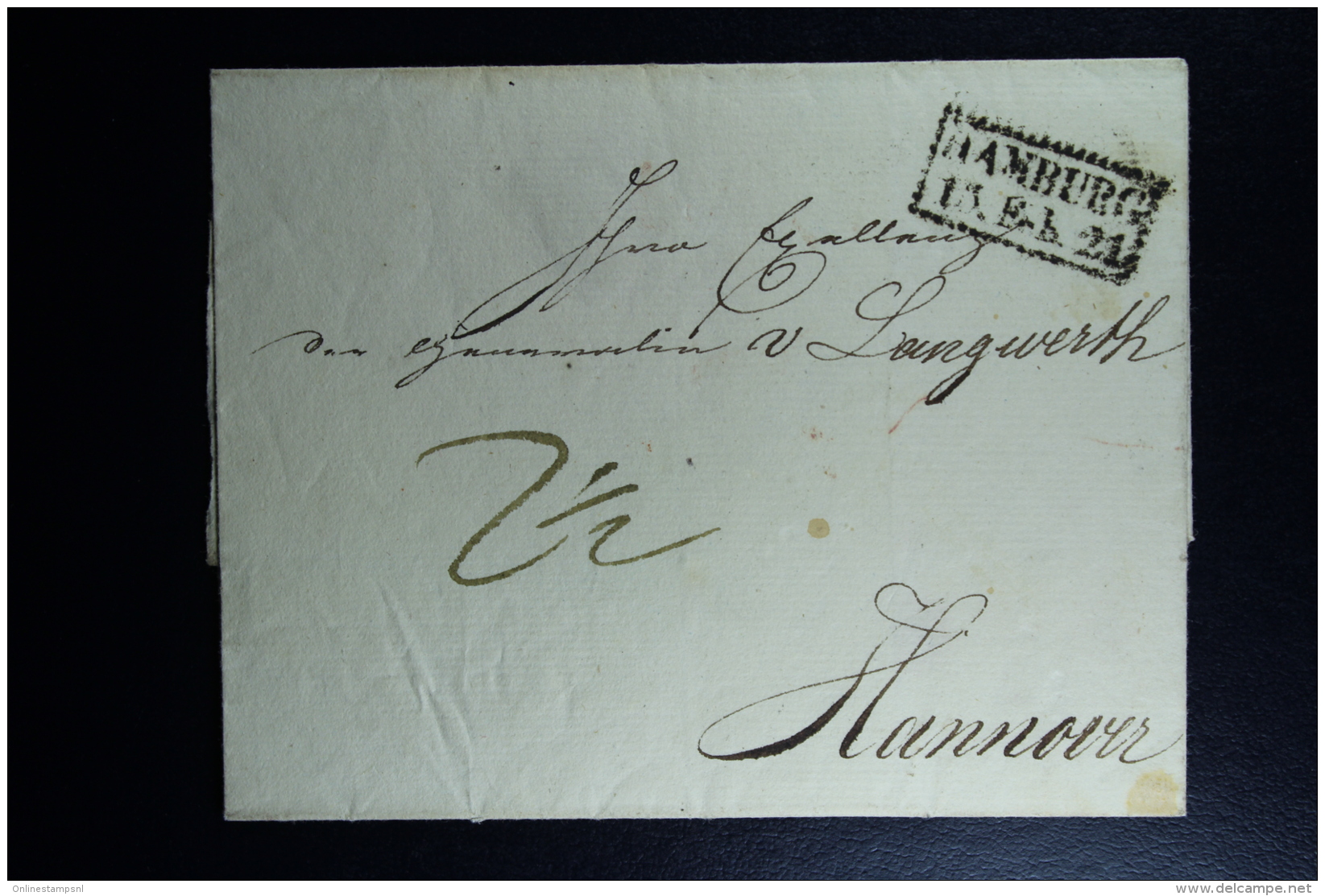 Hamburg Complete Letter 1821  -&gt; Hannover Ka. Stempel 15-2-1821  Wax Seal - Vorphilatelie