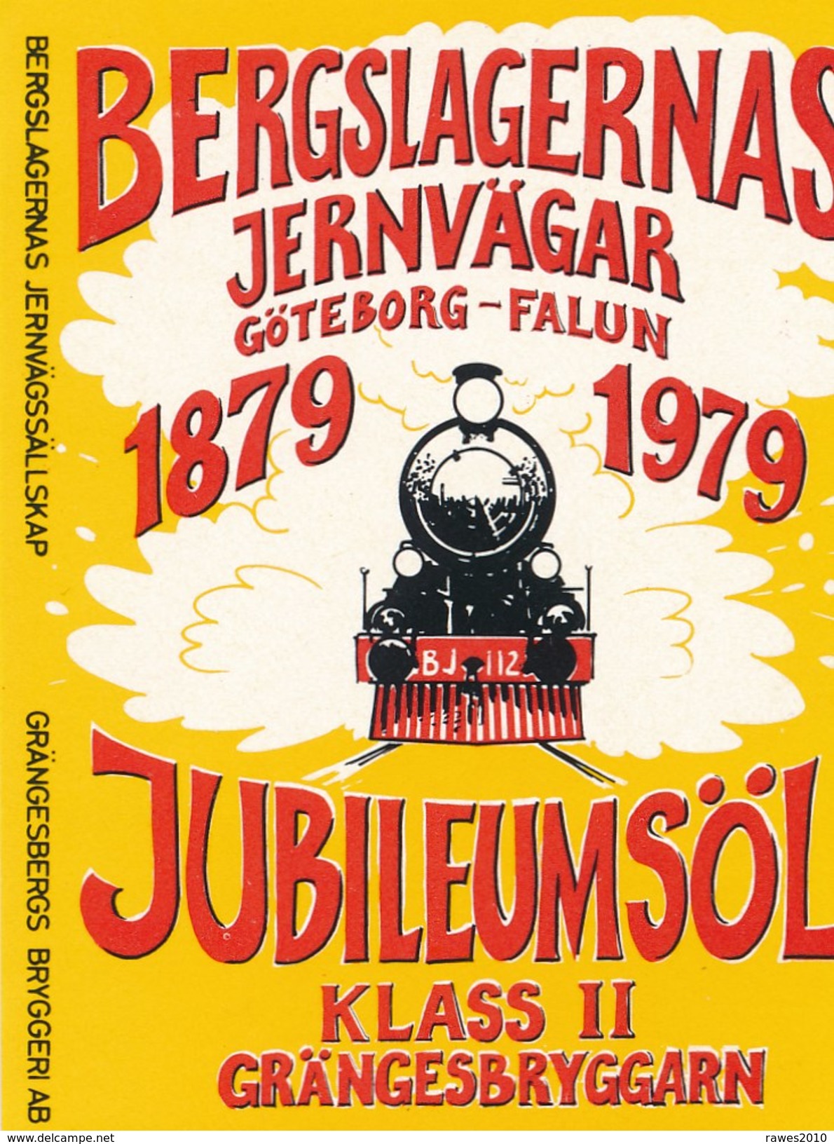 Schweden Eisenbahn Göteborg - Falun 1979 Lokomotive Bieretikett Jubileumsöl - Eisenbahnverkehr