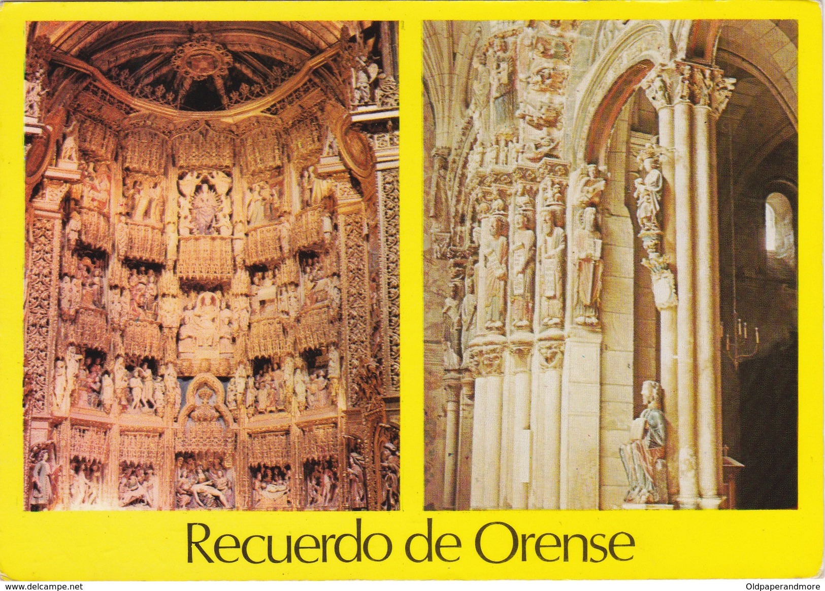 POSTCARD SPAIN - ORENSE - RECUERDO DE ORENSE - CATEDRAL ALTAR MAYOR Y PORTICO DEL PARAISO - Orense