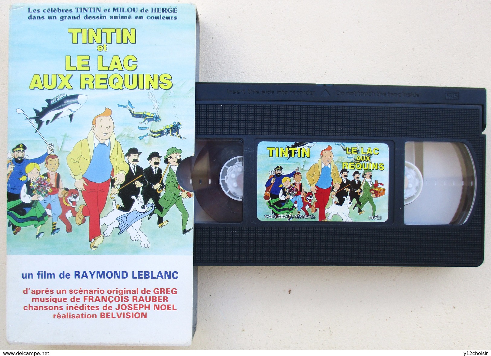 CASSETTE VIDEO VHS SECAM TINTIN ET LE LAC AUX REQUINS DUREE 80 MN ENV. DESSIN ANIME D APRES HERGE - Animatie