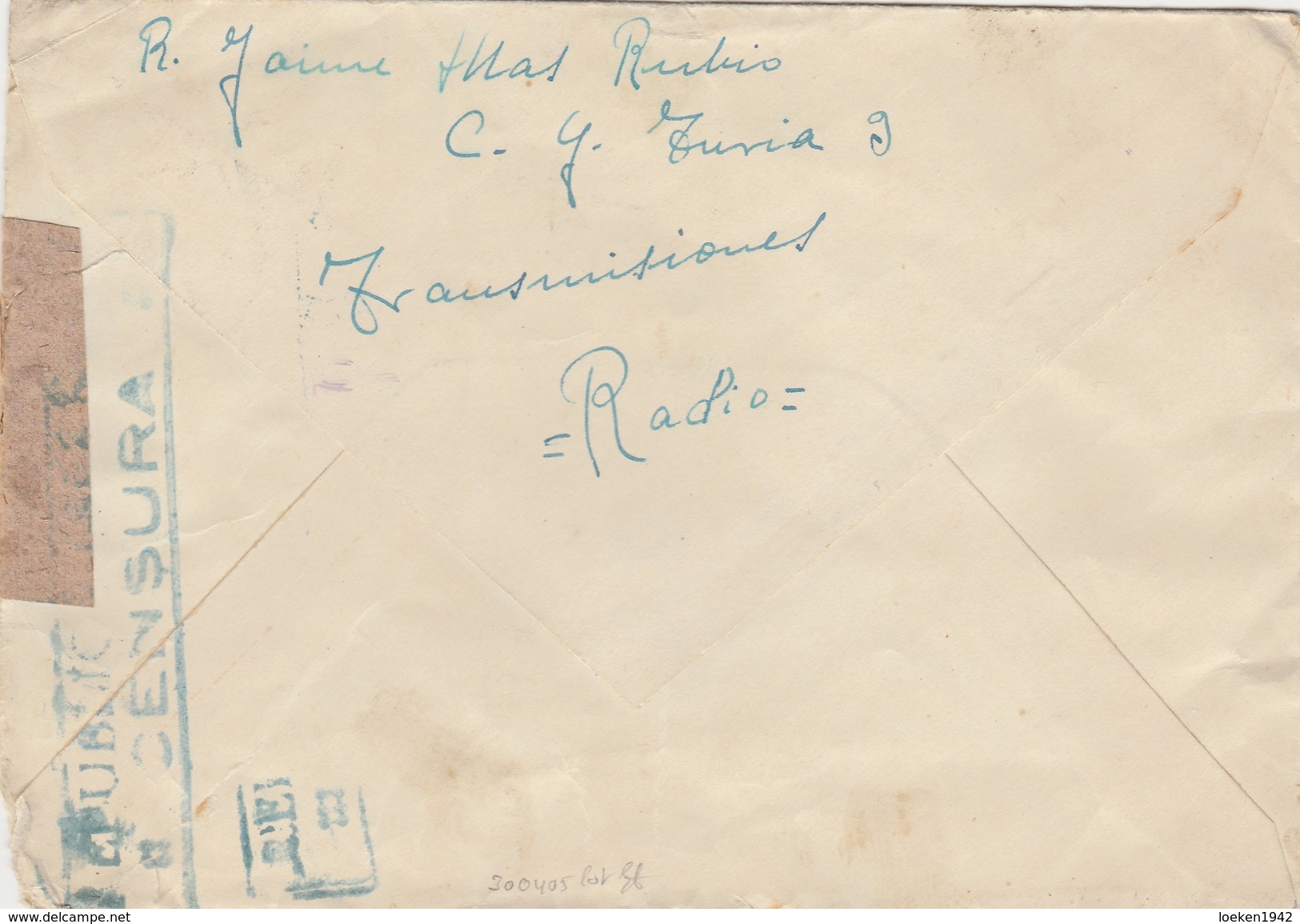 ESPAÑA 1938 Carta De BURJAS BLANCAS LERIDA   BASE TURIA 3 TRANSMISIONES  Hasta  Alger    EL514 - Cartas & Documentos