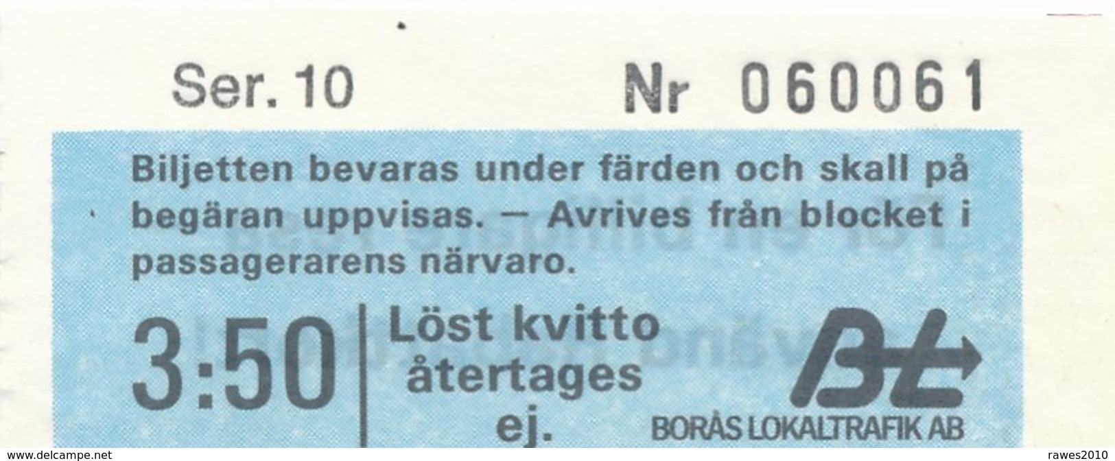 Schweden Fahrkarte Eisenbahn Boras Lokaltrafik AB - Europa