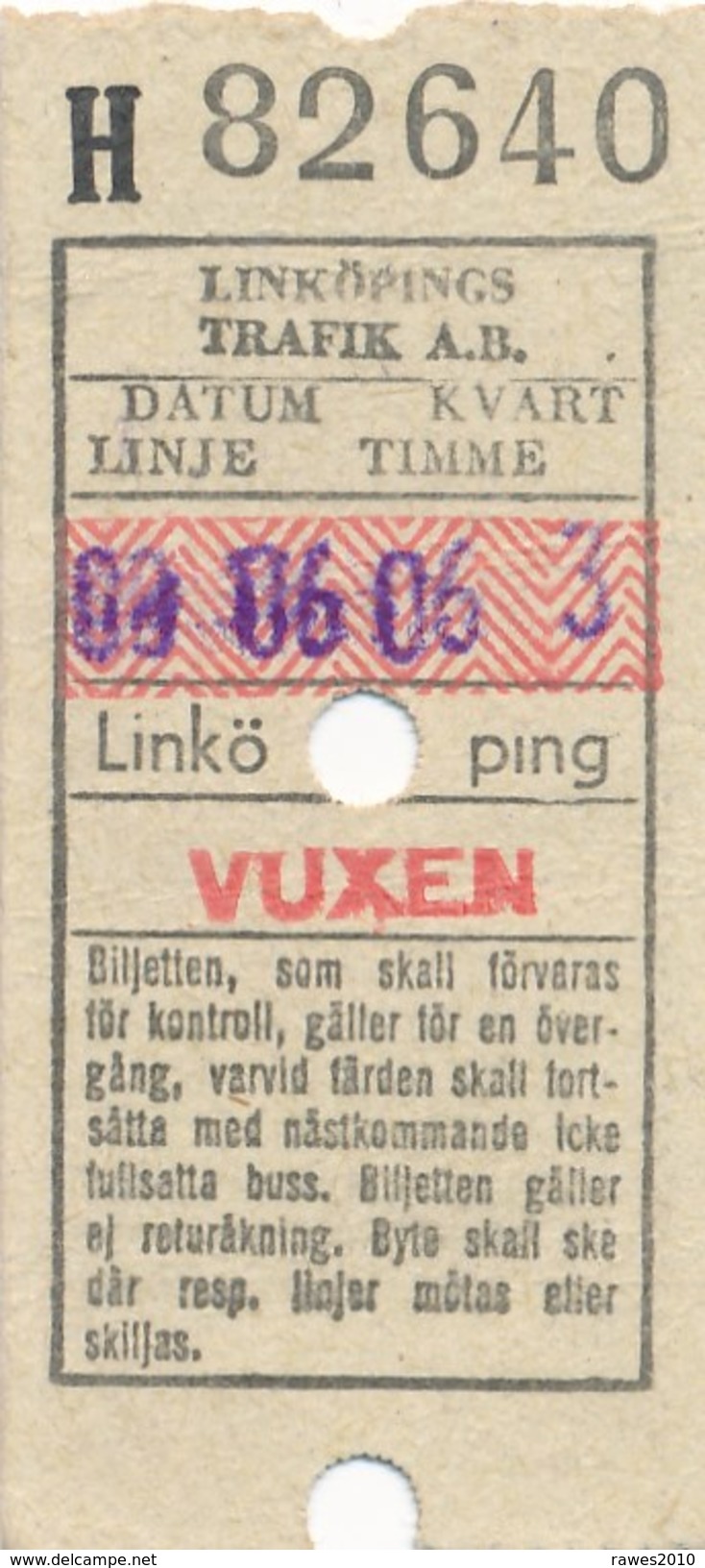 Schweden Fahrkarte Eisenbahn Linköping Trafik AB - Europa