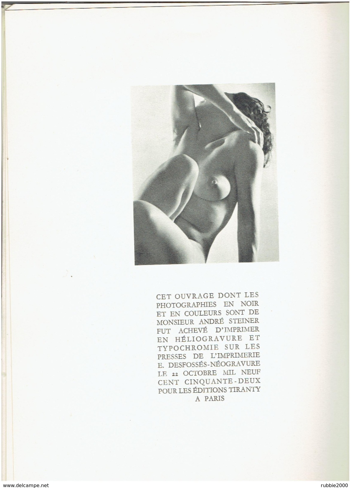 ETUDES DE NUS PAR ANDRE STEINER EDITIONS TIRANTY PARIS 1952 PHOTOGRAPHIE DU PEINTRE JEAN GABRIEL DOMERGUE - Autres & Non Classés