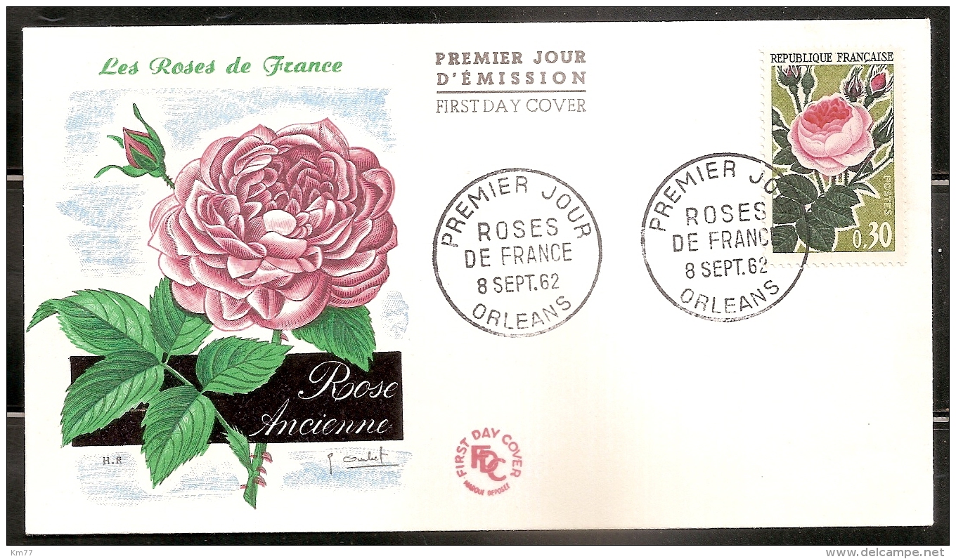 FRANCE ENVELOPPE 1ER JOUR -ROSE DE FRANCE - 8 SEPT. 62 - 1960-1969