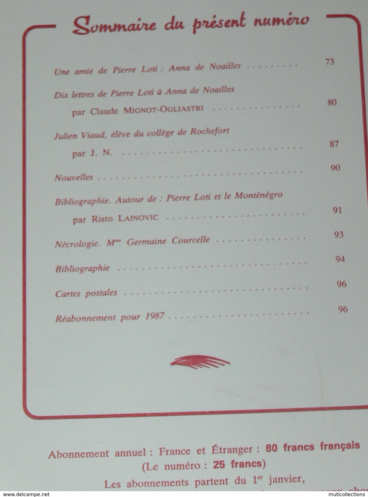 ROCHEFORT / REVUE PIERRE LOTI / LOT 6 NUMEROS AN 1986:1987 N° 25/26/27/28/29/30