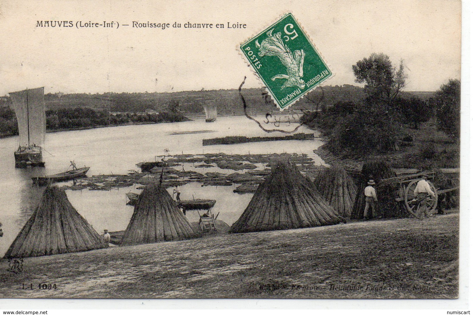 Mauves-sur-Loire.. Animée Rouissage Du Chanvre En Loire Chanvre Péniches Gabares Voiles Bateaux Batellerie Navigation - Mauves-sur-Loire