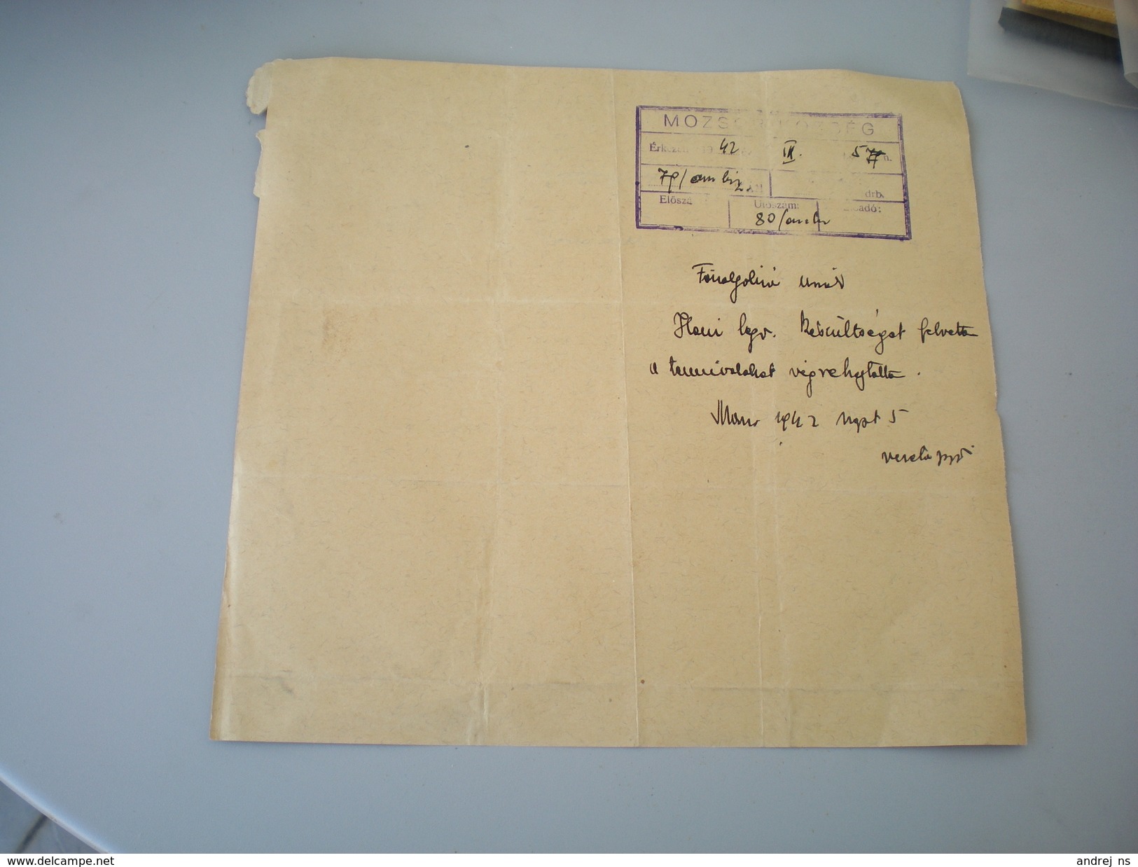 Tavirat Telegram WW2 Okupation Mozsor 1942 Mosorin - Banat-Bacska