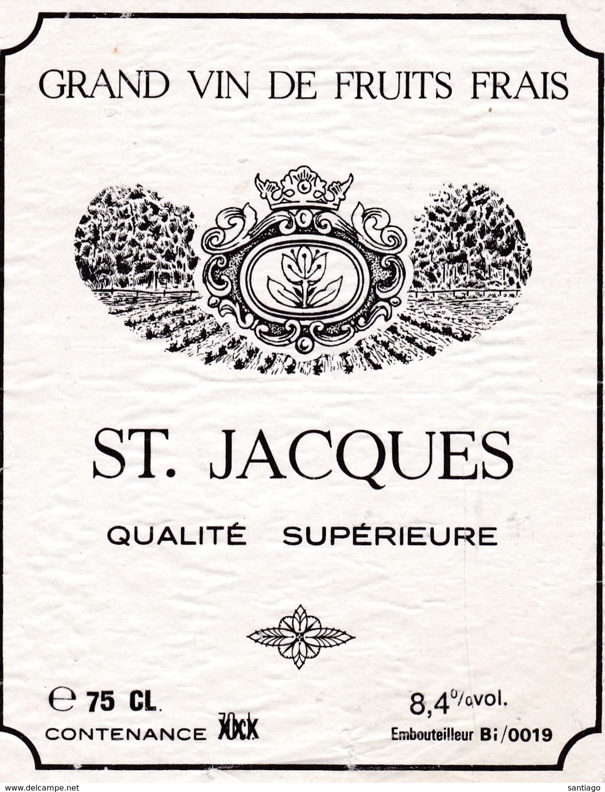 Etiketten Van Wijnflessen :  SAINT JACQUES  Qualité Superieure - Vin