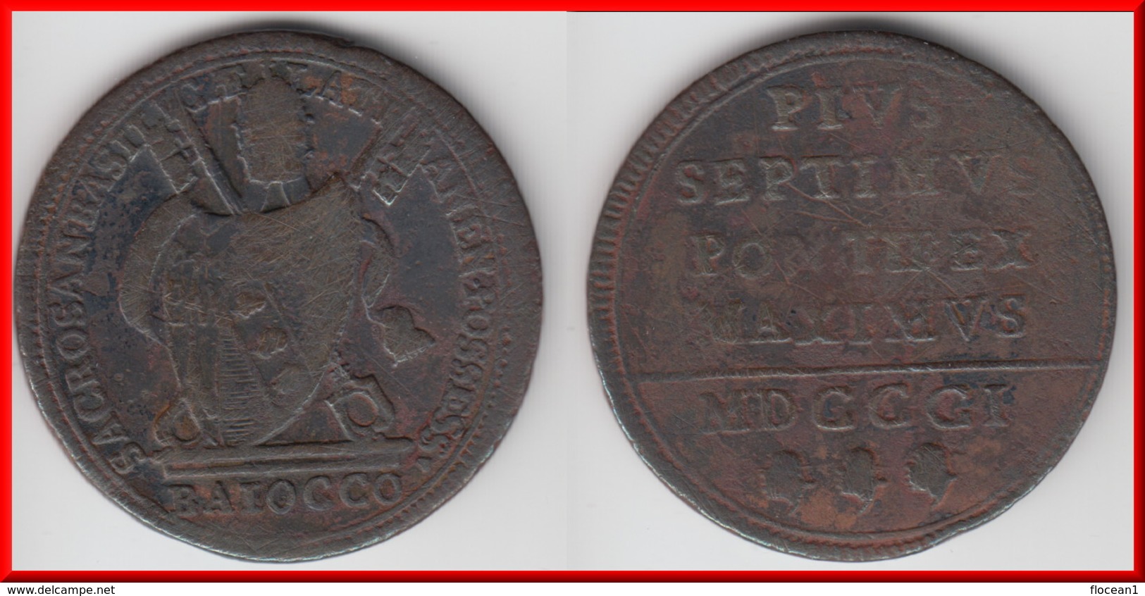 **** ITALIE ETATS PAPAUX - ITALIA PAPAL STATES - 1 BAIOCCO MDCCCI (1801) PIUS VII **** EN ACHAT IMMEDIAT !!! - Vaticano (Ciudad Del)