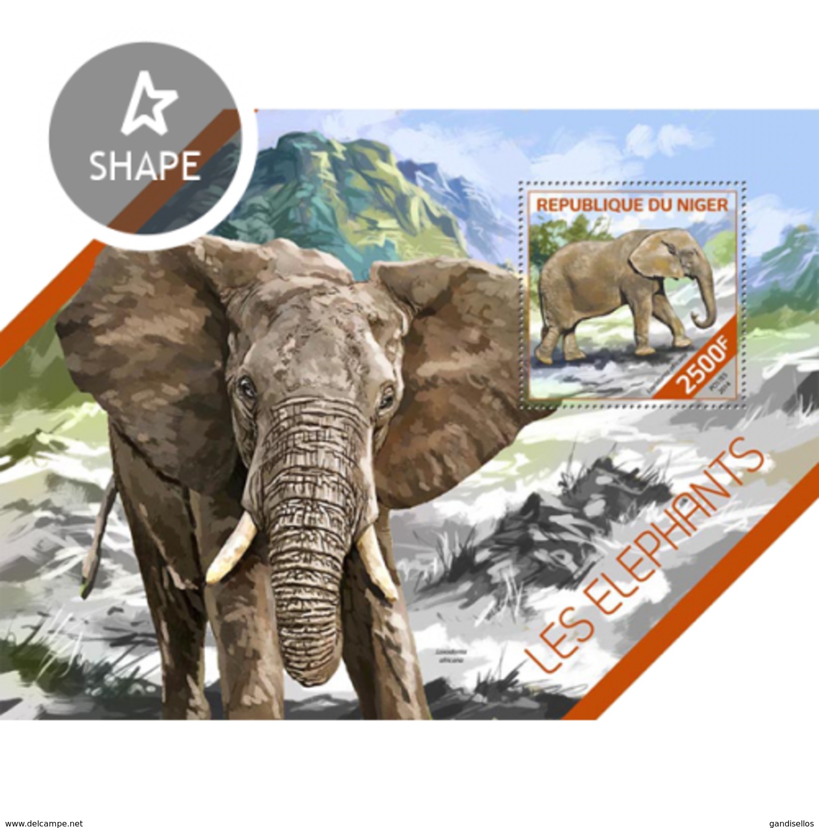 NIGER 2014 SHEET ELEFANTES ELEPHANTS ELEFANTEN ELEFANTI WILDLIFE Nig14218b - Niger (1960-...)