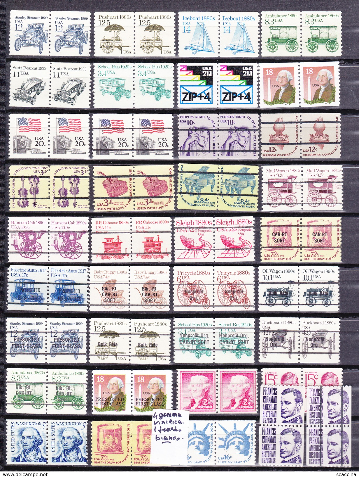 U.S.A1962-85. Francobolli Da Bobine Insieme Di 73 Coppie Differenti MNH** - Francobolli In Bobina