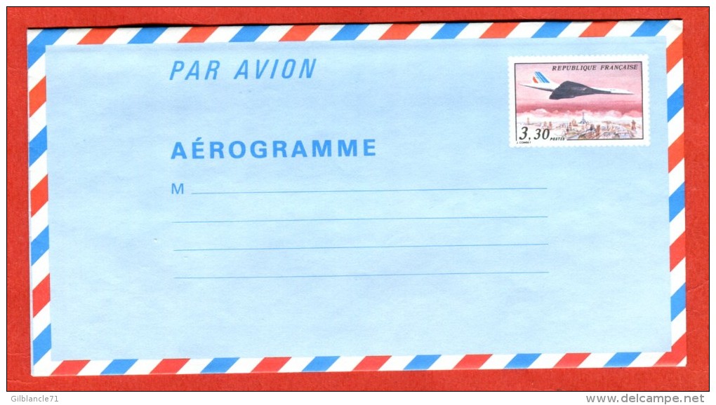 France Entier Postal  EP Aérogramme Avion Concorde Tarif 3,30 - Aerograms