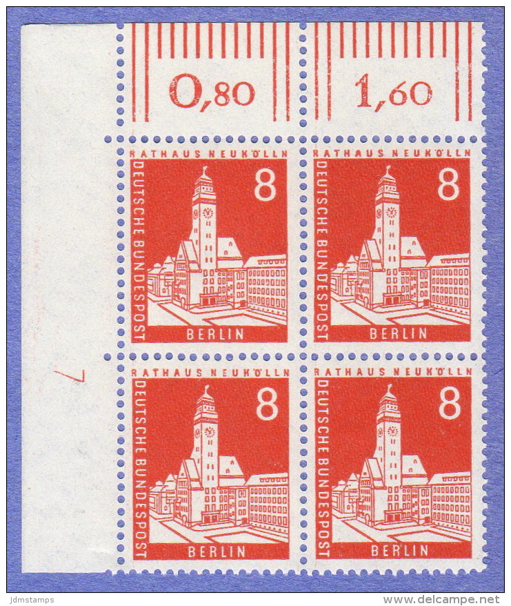 BER SC #9N125 MNH B4, 1956 City Hall,Neukolln CV $1.20 - Unused Stamps