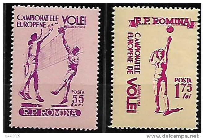 ROMANIA 1955 Championnats Europe Volley-ball, 2 Val MNH - Volley-Ball