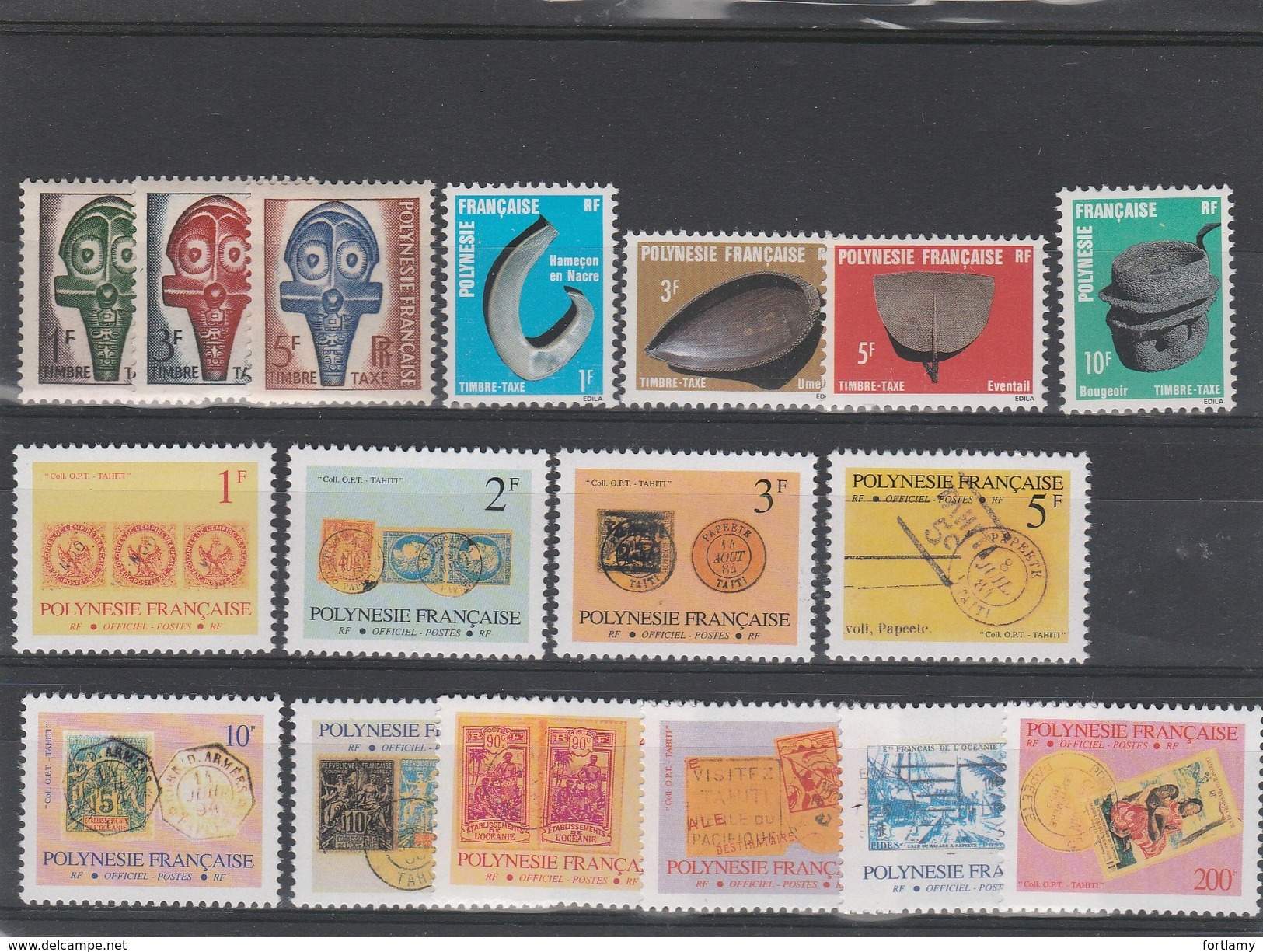 LOT1151 POLYNESIE TAXE N° 1-2-3-4-5-6-7 SERVICE 16 à 25 ** - Timbres-taxe