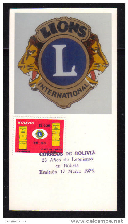 Card - Cover FDC / BOLIVIA / 25ème Anniversaire " LIONS " / 17 Marzo 1975 - Rotary, Lions Club