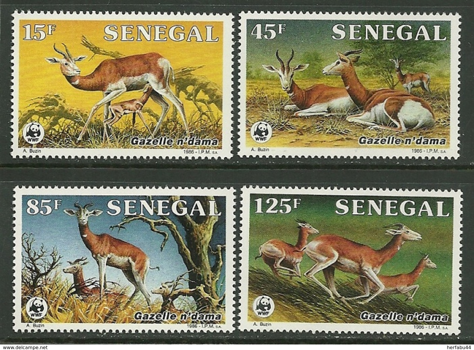 Senegal      " Ndama Gazelles, WWF"    Set    SC# 677-80 MNH** - Senegal (1960-...)