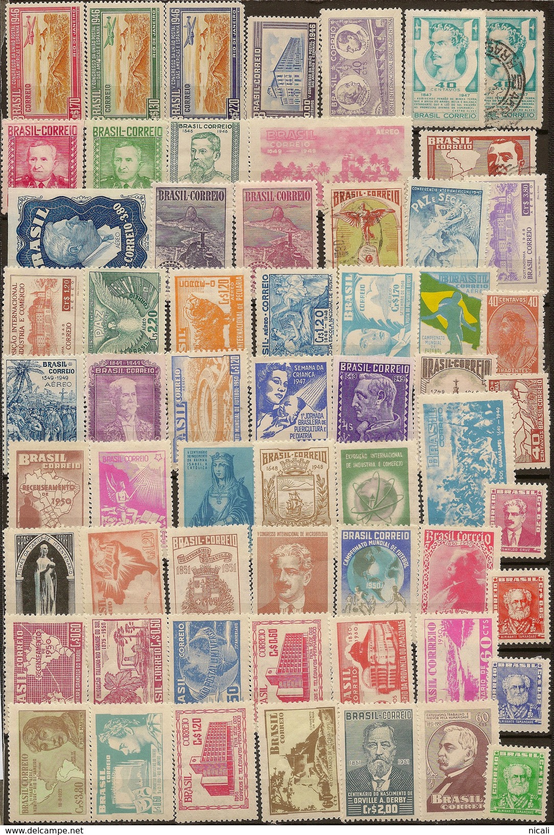 BRAZIL 1945-61 Collection 60 Stamps M GY2 - Maximum Cards