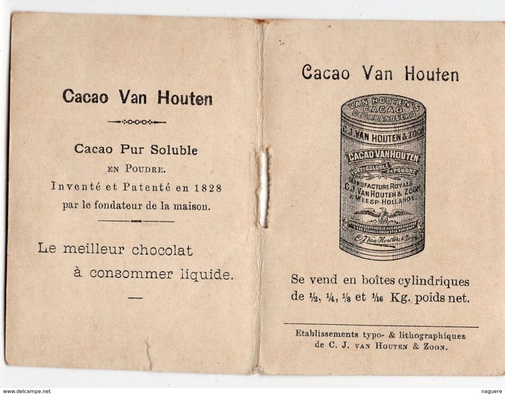 PAYSAGE CACAO VAN HOUTEN  CHROMO DOUBLE VOLET  TRES BELLE ILLUSTRATION - Van Houten