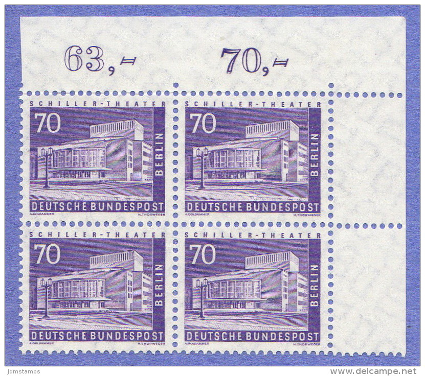 BER  SC #9N134 MNH B4 1956 Schiller Theatre CV $84.00 - Unused Stamps