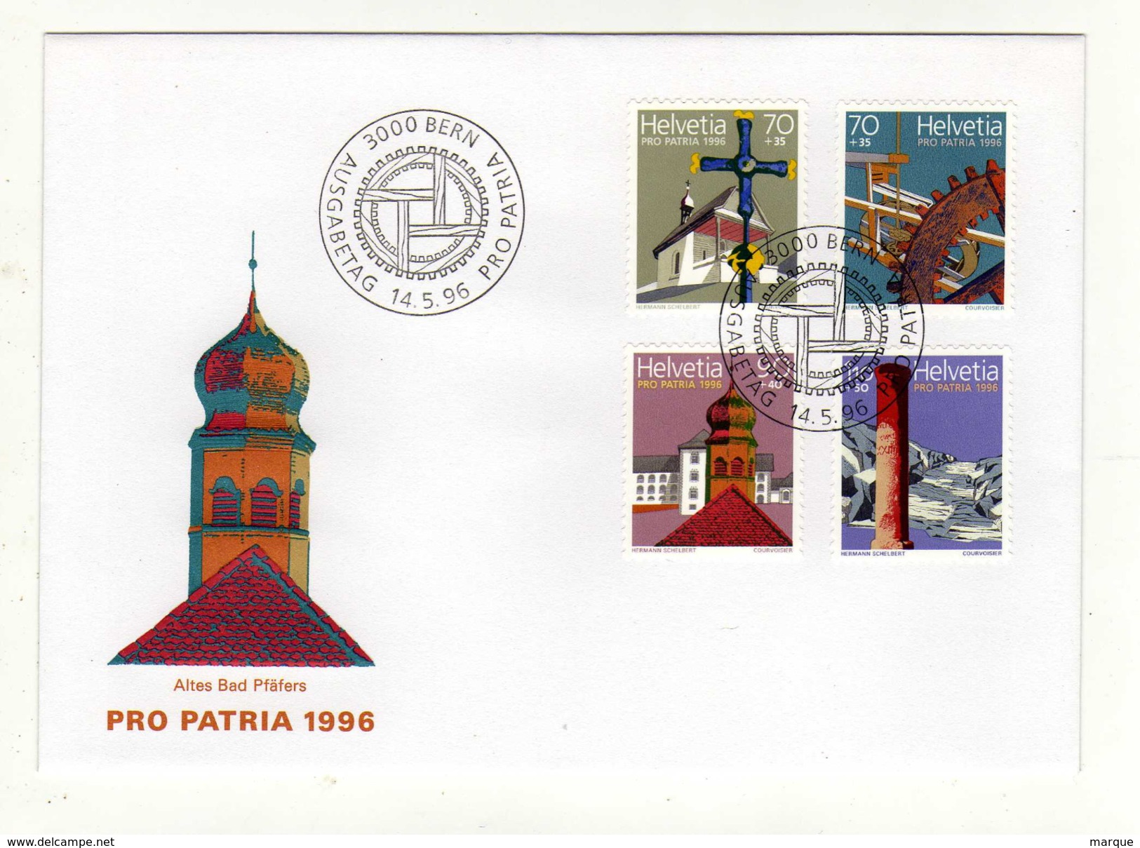 Enveloppe HELVETIA SUISSE 1er Jour Oblitération PRO PATRIA 3000 BERN 14/05/1996 - Covers & Documents